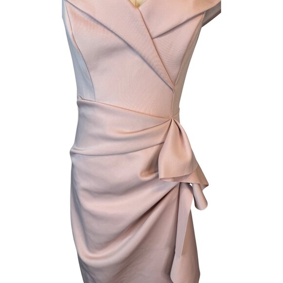 NWT Xscape Size 6 Blush Pink Sleeveless Draped Wrap Dress Bow Accent - Picture 6 of 16